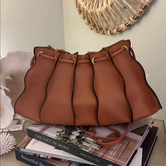 Ulla Johnson X Sisley Adria Pleated Wave Bag in Pecan - Picture 6 of 17